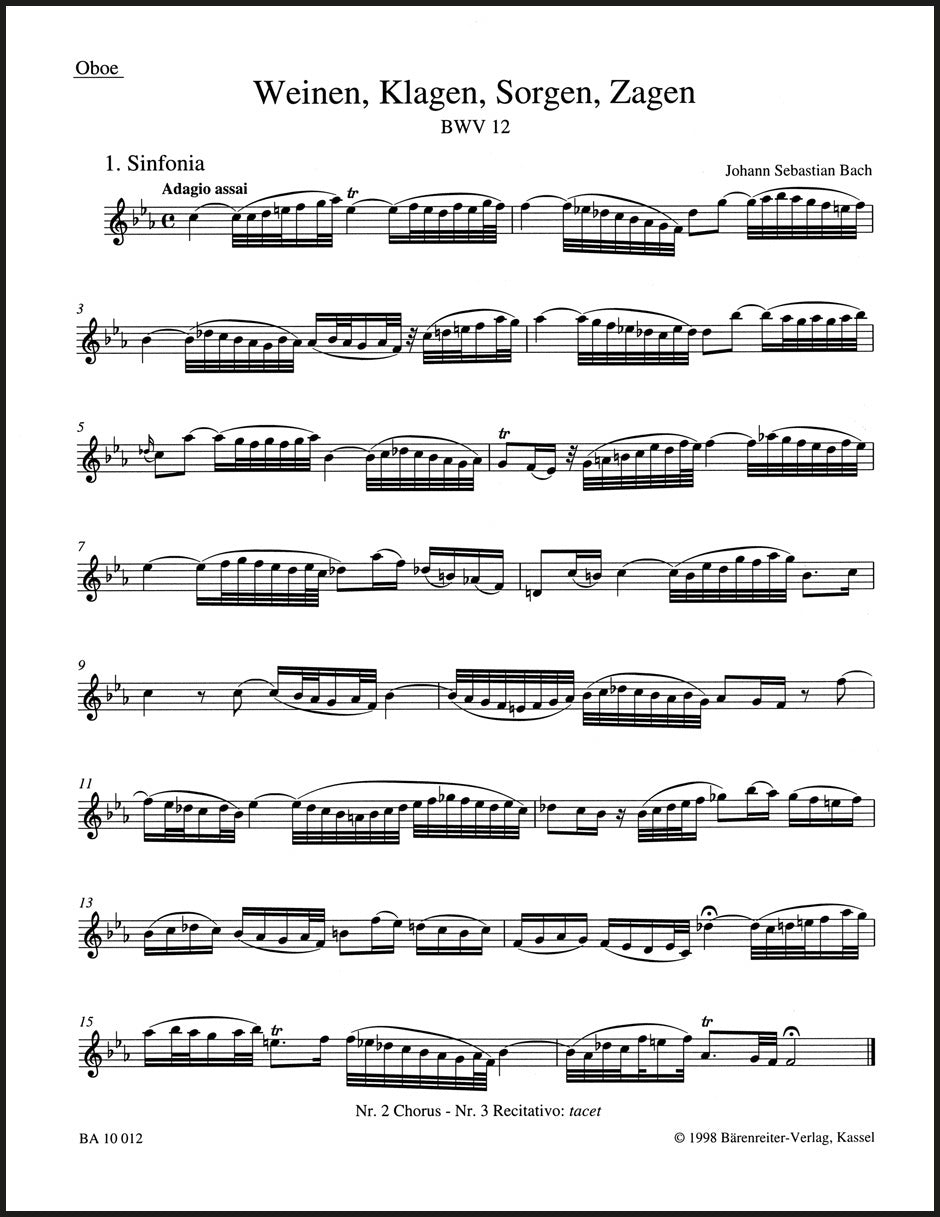 Bach: Weinen, Klagen, Sorgen, Zagen, BWV 12
