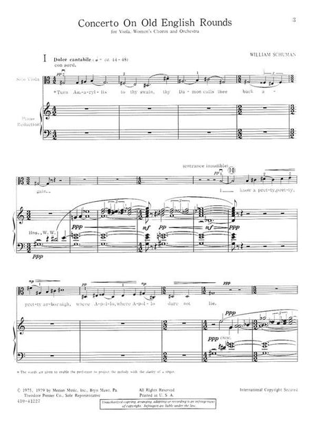 W. Schuman: Concerto on Old English Rounds for Viola & Women's Chorus