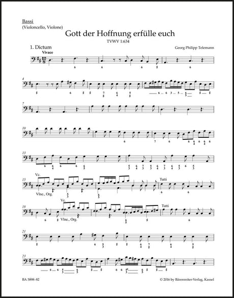 Telemann: Gott der Hoffnung erfülle euch, TWV 1:634