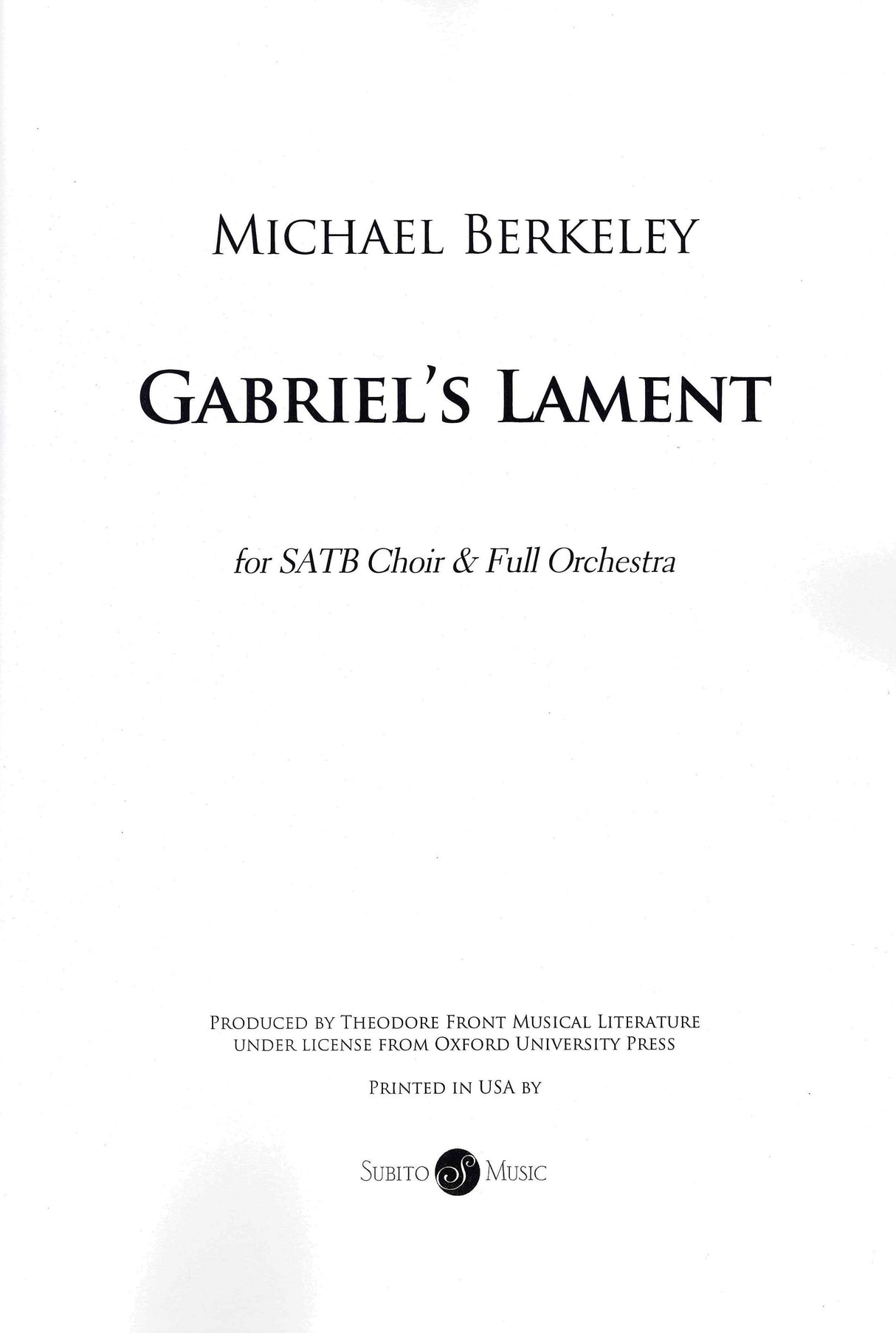M. Berkeley: Gabriels Lament