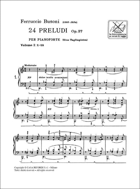 Busoni: Préludes, Op. 37 - Volume 1 (Nos. 1-12)