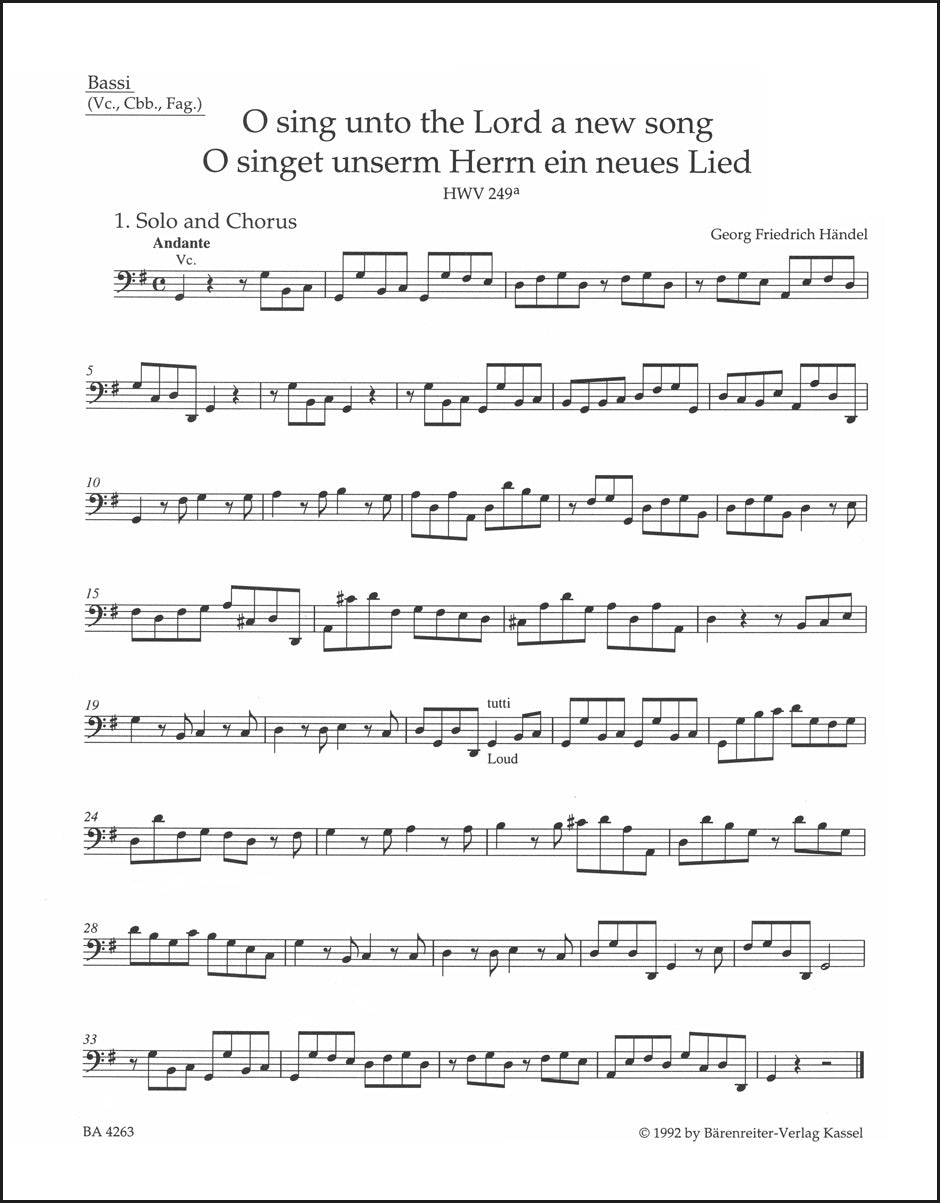 Handel: O sing unto the Lord a new song, HWV 249a