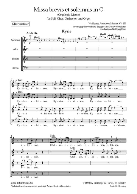 Mozart: Missa brevis in C Major, K. 259