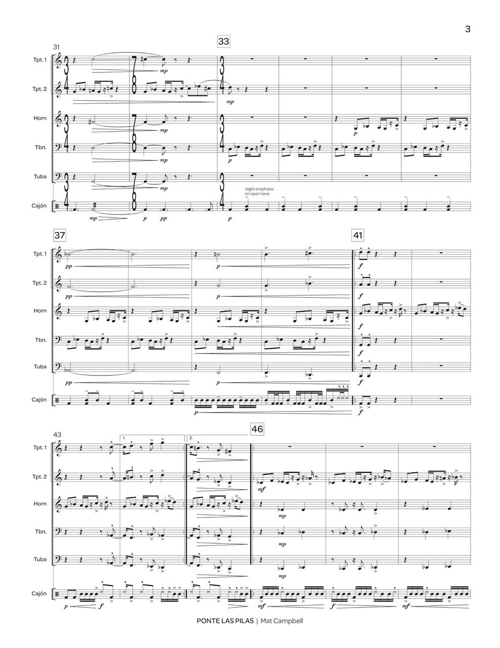 Campbell: Ponte las Pilas (Version for Brass Quintet)