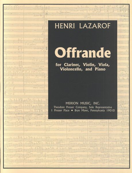 Lazarof: Offrande