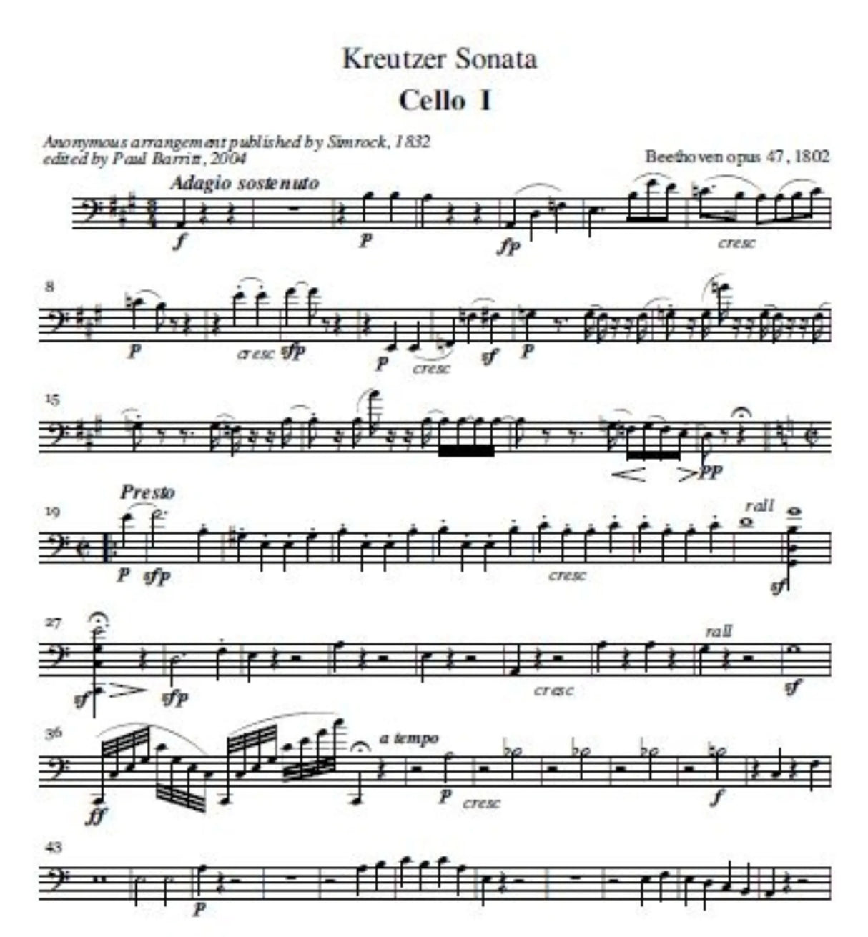 Beethoven: Sonata in A Major, Op. 47 (arr. for string quintet)