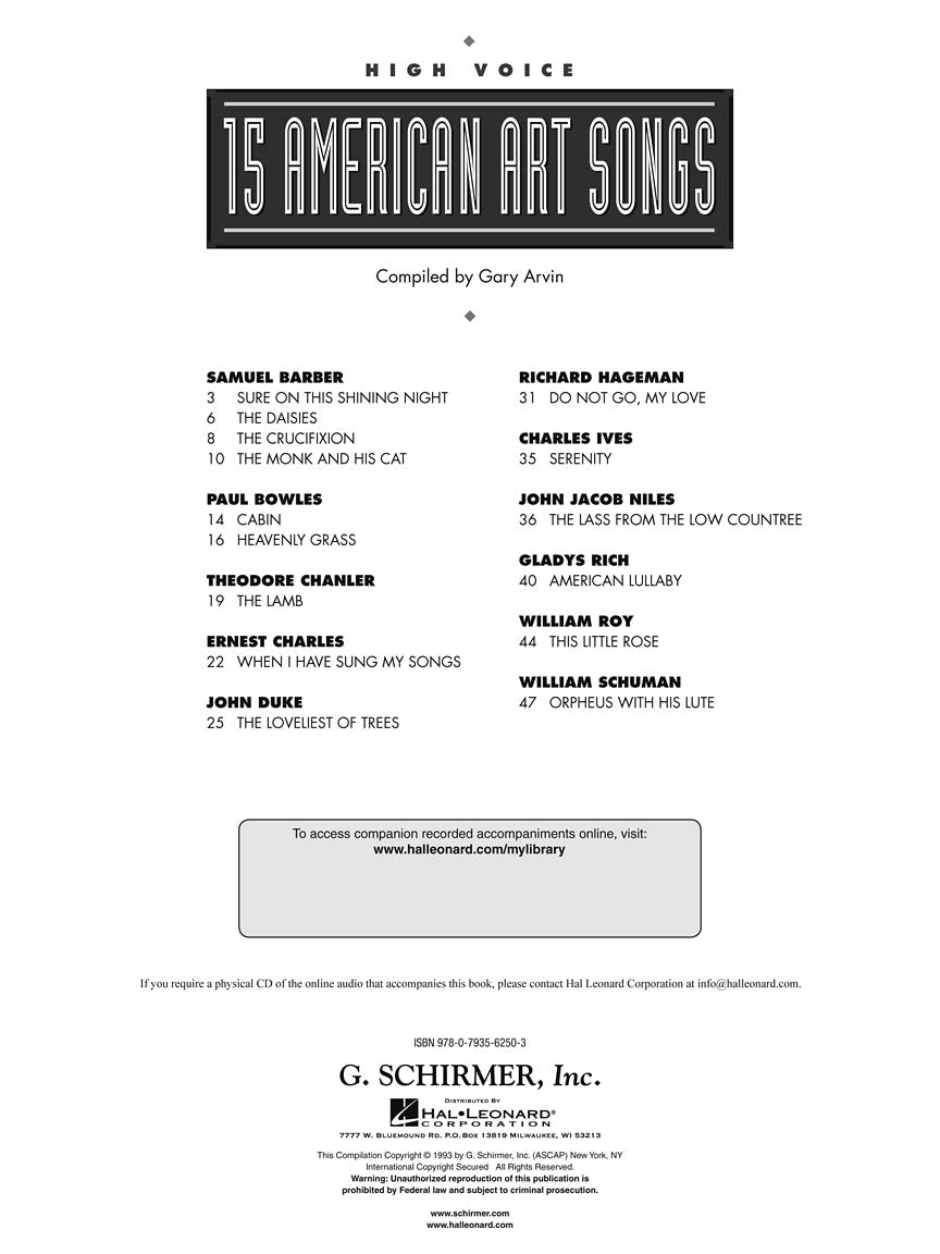 15 American Art Songs – Ficks Music
