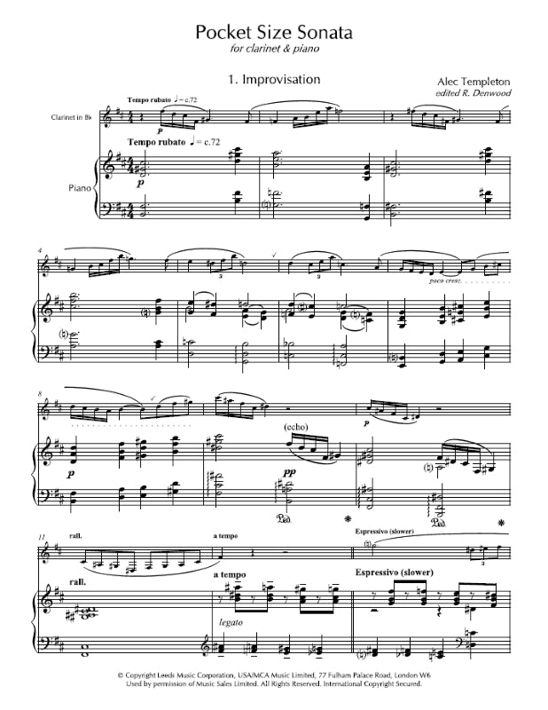 Templeton: Pocket Size Sonata (No. 1) – Ficks Music