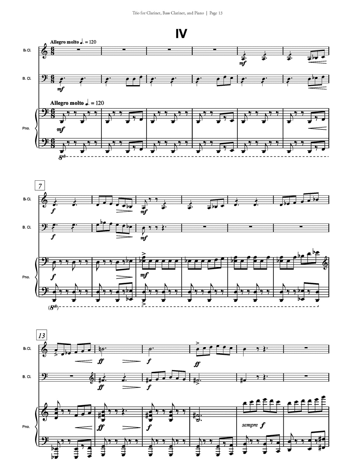 Van de Vate: Trio (Version for Clarinet, Bass Clarinet, and Piano)