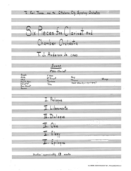 T.J. Anderson: Six Pieces for Clarinet and Chamber Orchestra