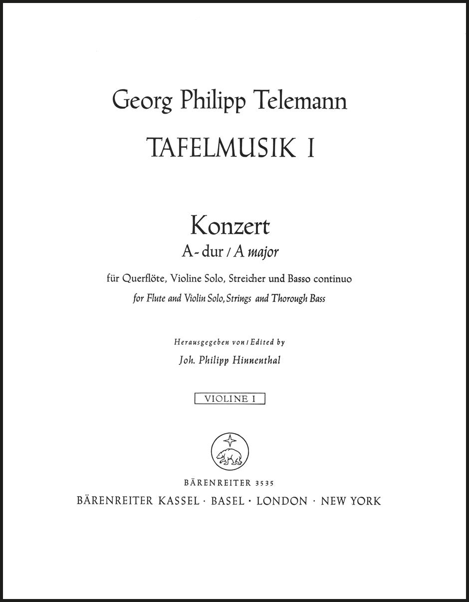 Telemann: Concerto for Flute, Violin, Cello, Strings and Basso continuo in A Major, TWV 53:A2