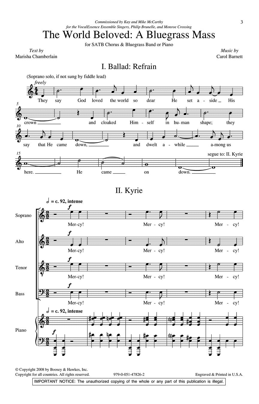 Barnett: The World Beloved - A Bluegrass Mass