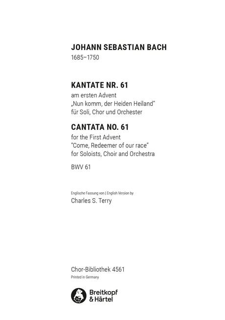 Bach: Nun komm, der Heiden Heiland, BWV 61