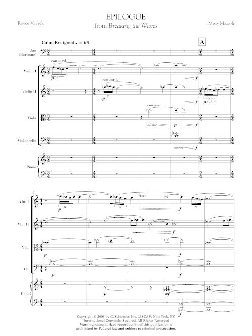 Mazzoli: Epilogue (Version for Baritone & Piano Quintet)