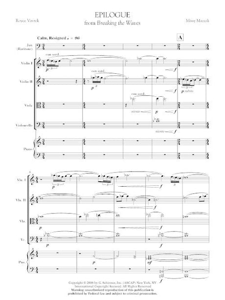 Mazzoli: Epilogue (Version for Baritone & Piano Quintet)