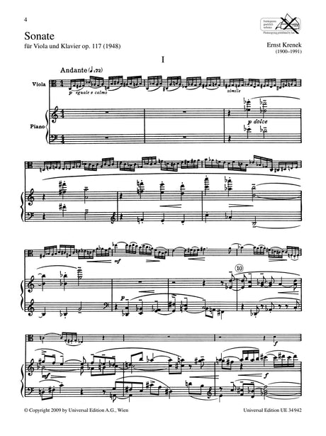 Krenek: Viola Sonata, Op. 117