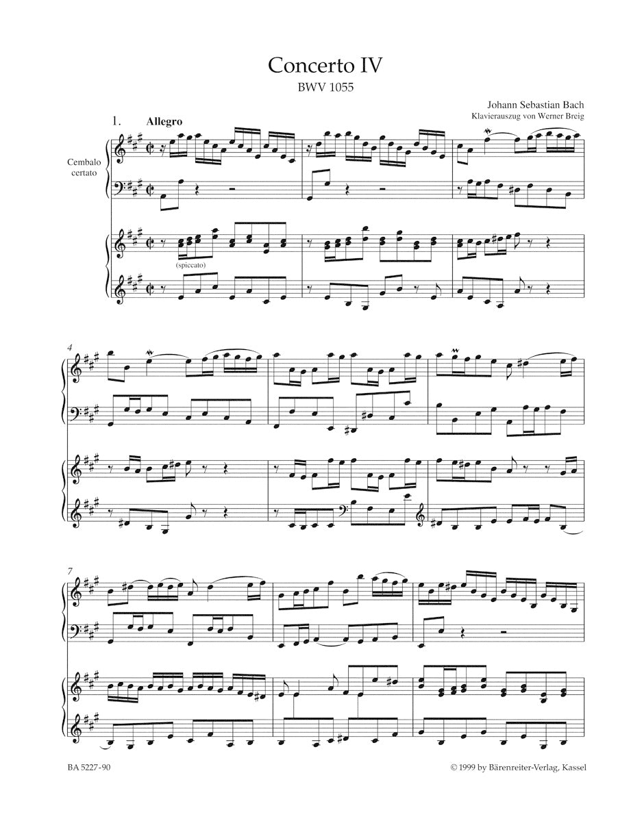 Bach: Harpsichord Concerto No. 4 in A Major, BWV 1055 – Ficks Music
