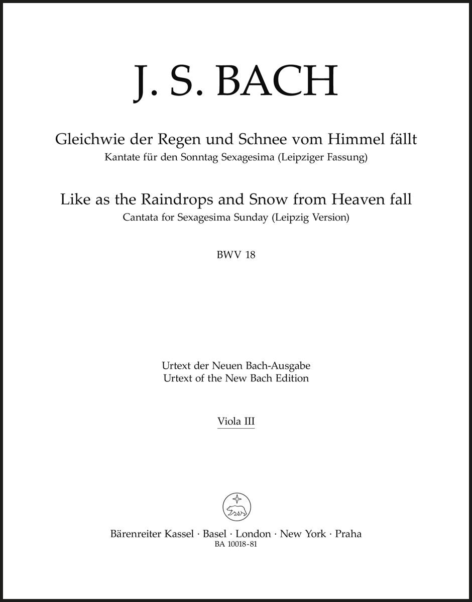 Bach: Gleichwie der Regen and Schnee vom Himmel fällt, BWV 18