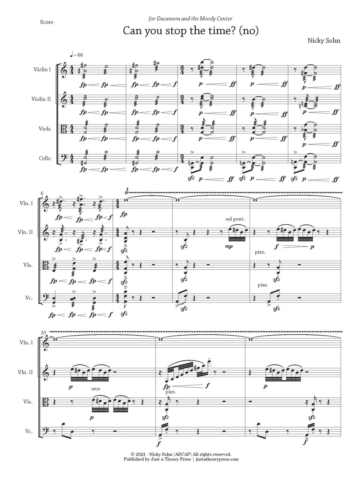 Sohn: Can you stop the time? (No) (Version for String Quartet)