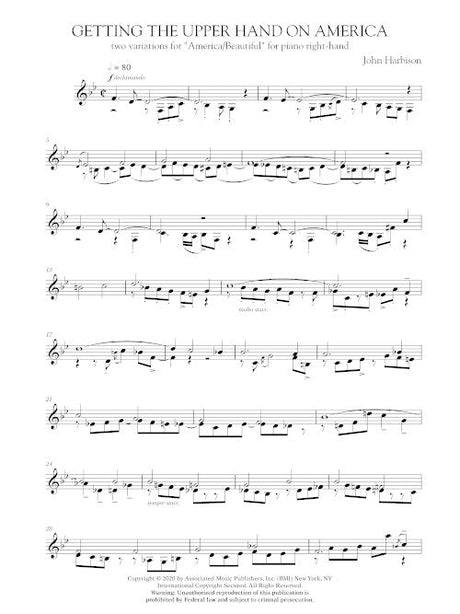 Harbison: Getting the Upper Hand on America (Two Variations for America/Beautiful) for piano right hand