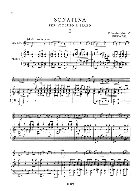 Martinů: Sonatina for Violin and Piano