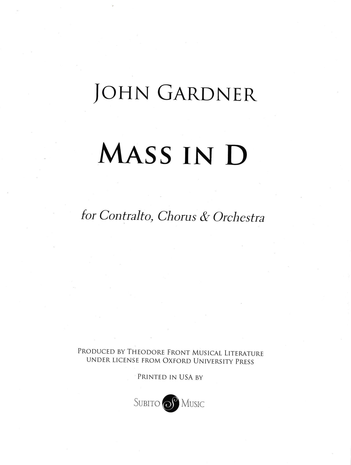 J. Gardner: Mass in D Major