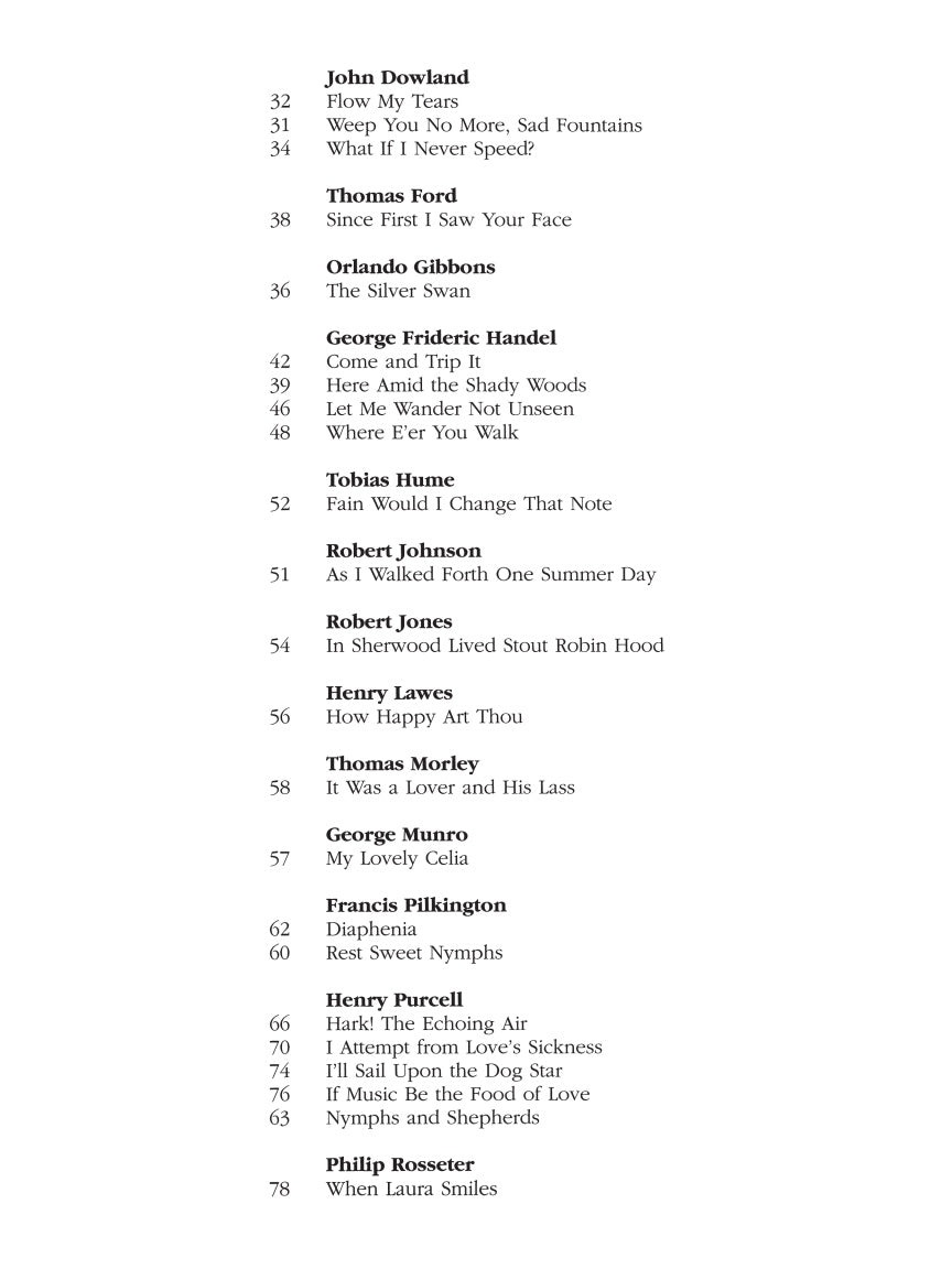 English Songs: Renaissance to Baroque