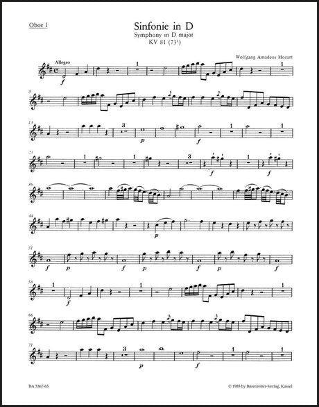 Mozart: Symphony in D Major, No. 4, K. 81 (73l)