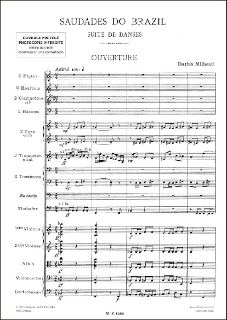 Milhaud: Saudades do brasil