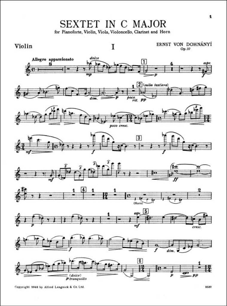 Dohnányi: Sextet in C Major, Op. 37 – Ficks Music