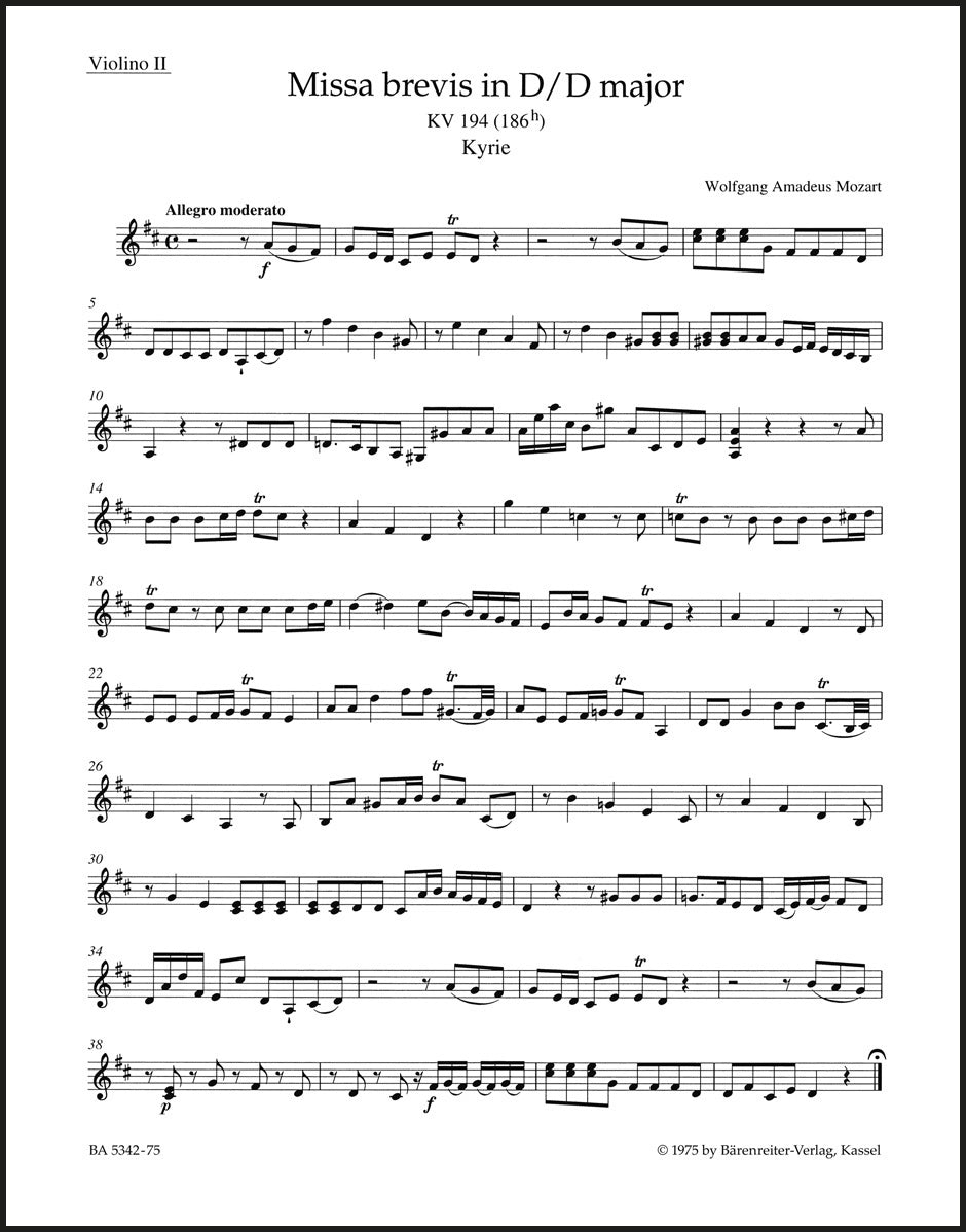 Mozart: Missa brevis in D Major, K. 194 (186h)