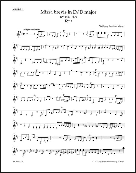 Mozart: Missa brevis in D Major, K. 194 (186h)