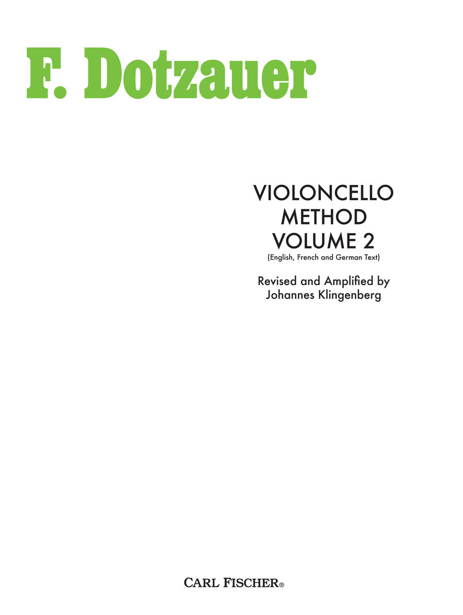 Dotzauer: Cello Method - Volume 2