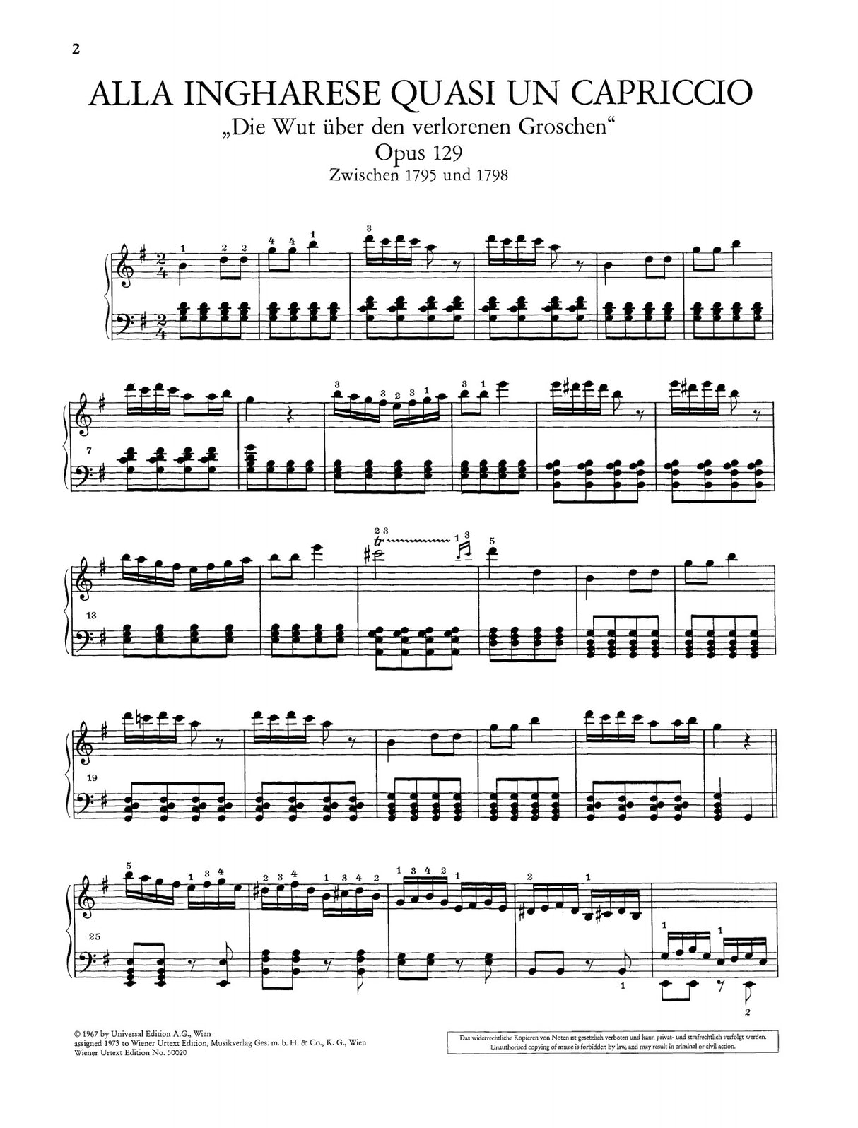 Beethoven: Alla Ingharese quasi un Capriccio, Op. 129