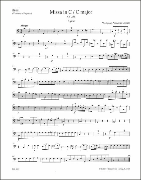 Mozart: Missa in C Major, K. 258