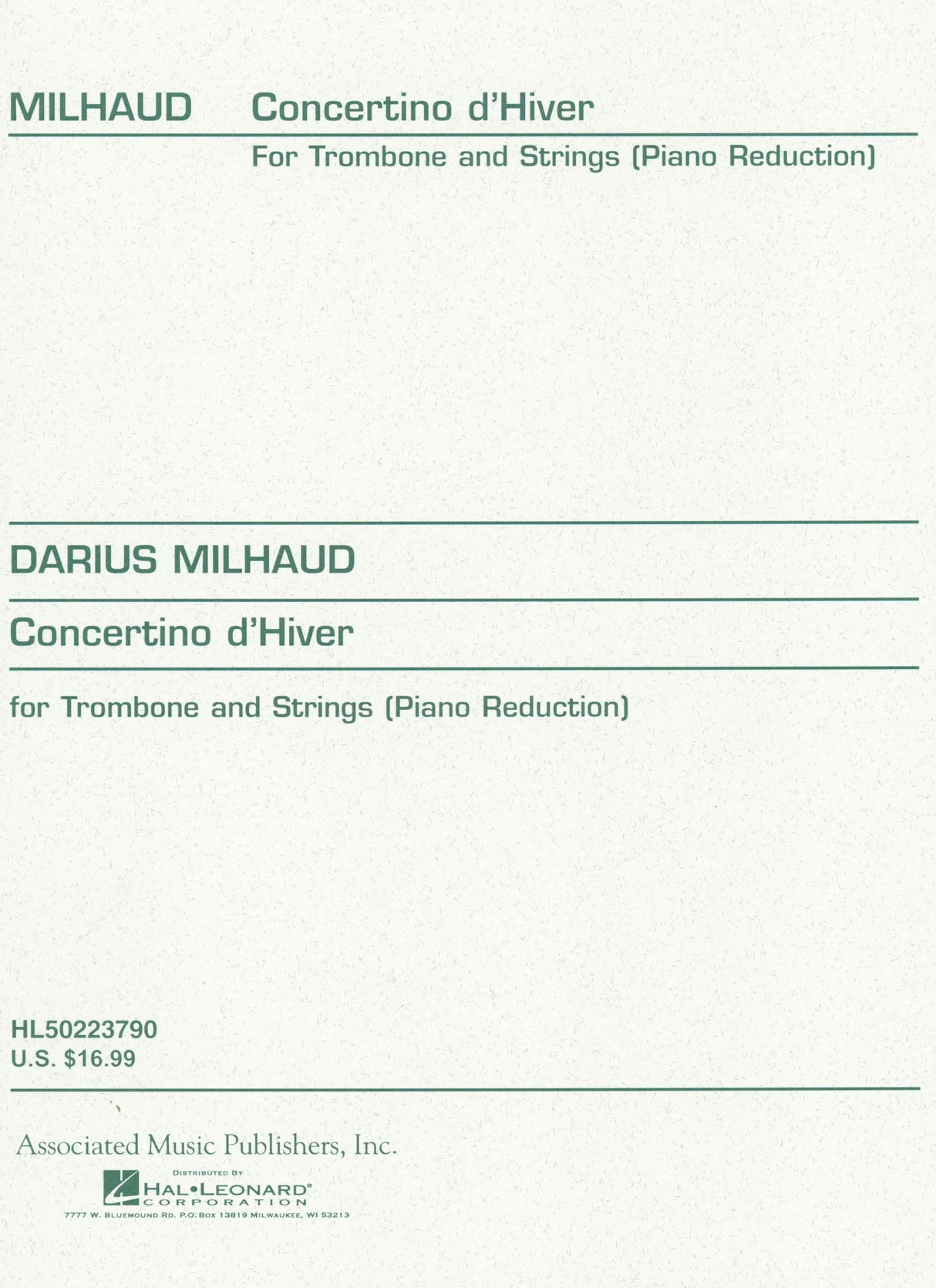 Milhaud: Concertino d'Hiver, Op. 327