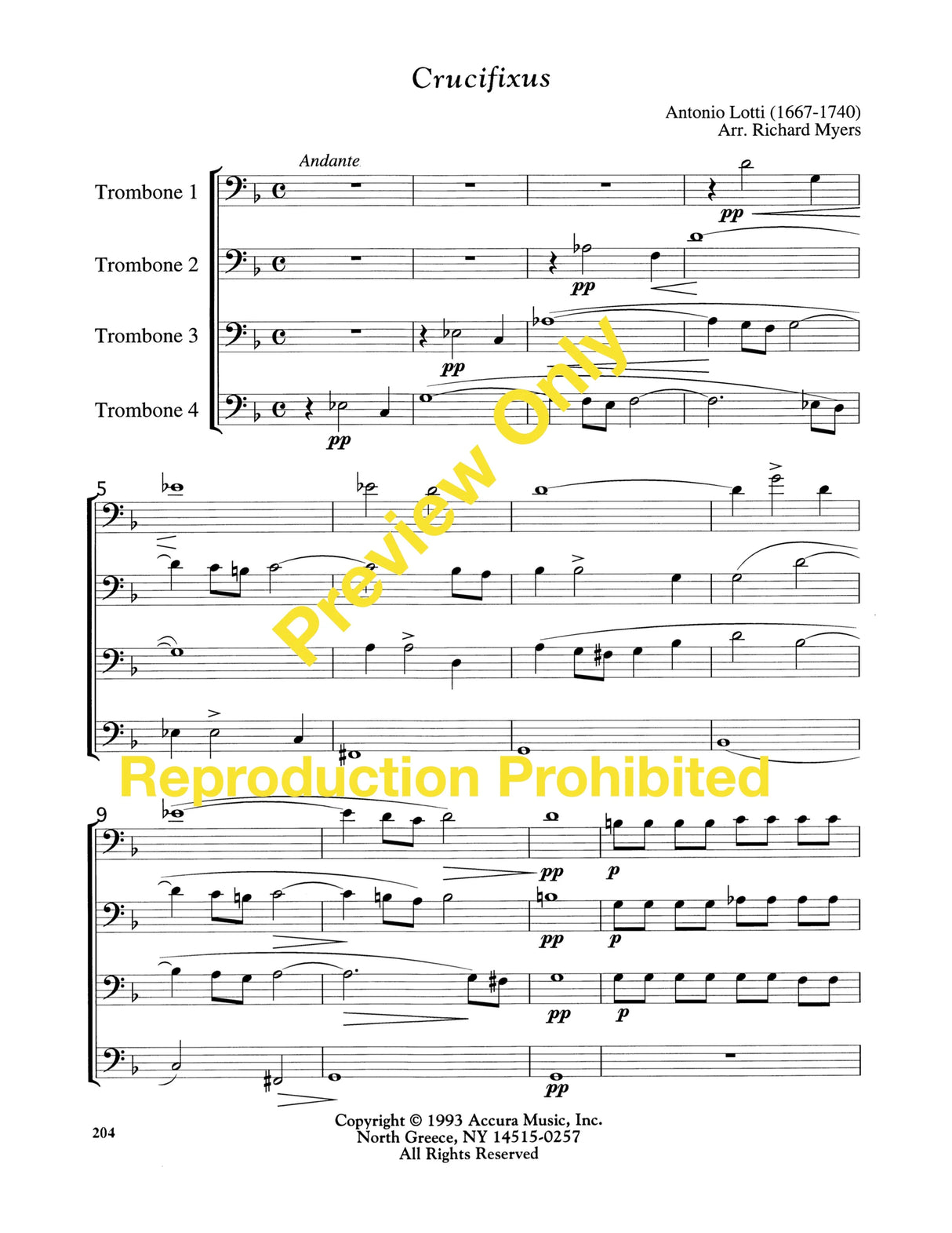 Lotti: Crucifixus (arr. for trombone ensemble)