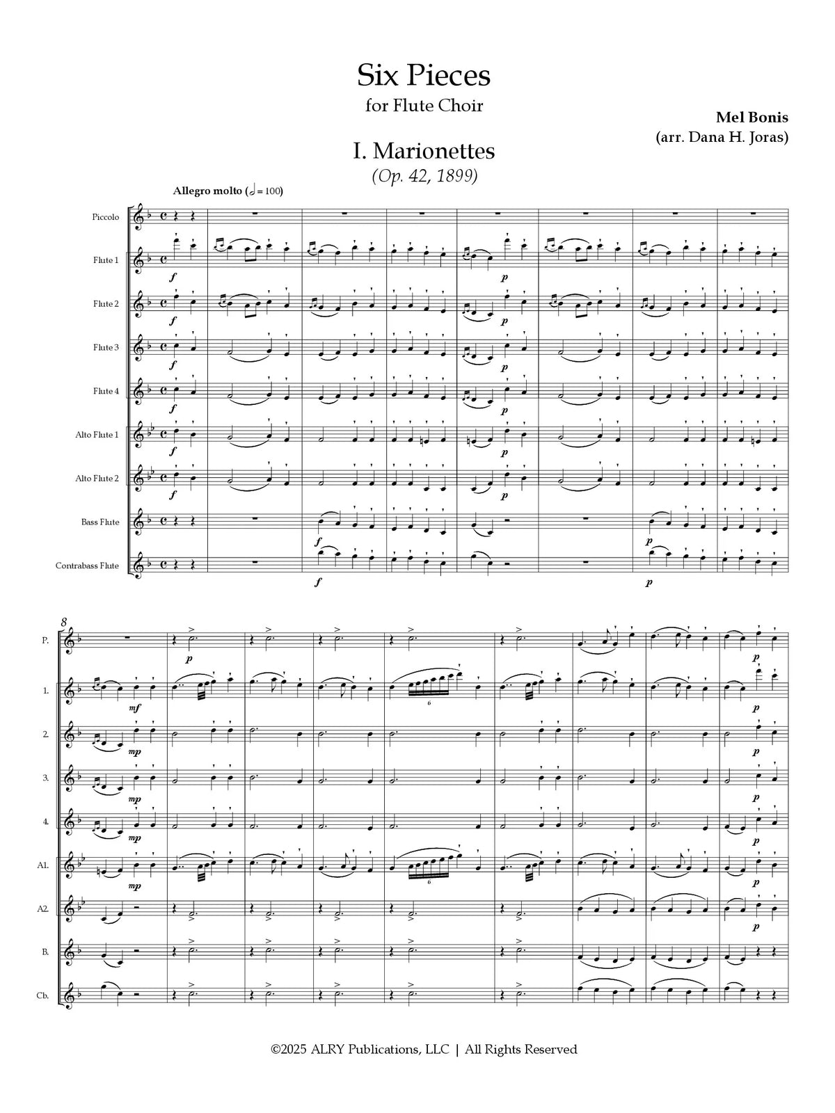 Bonis: Six Pieces for Flute Choir