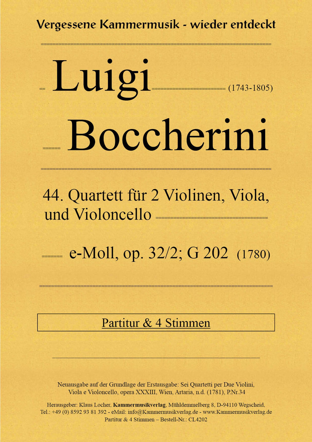 Boccherini: String Quartet in E Minor, G 202, Op. 32, No. 2