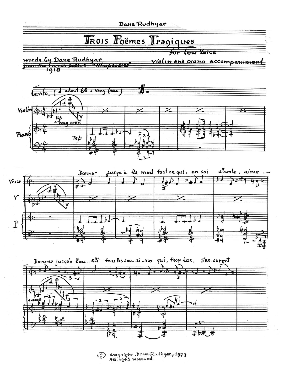 Rudhyar: 3 Poemes Tragiques