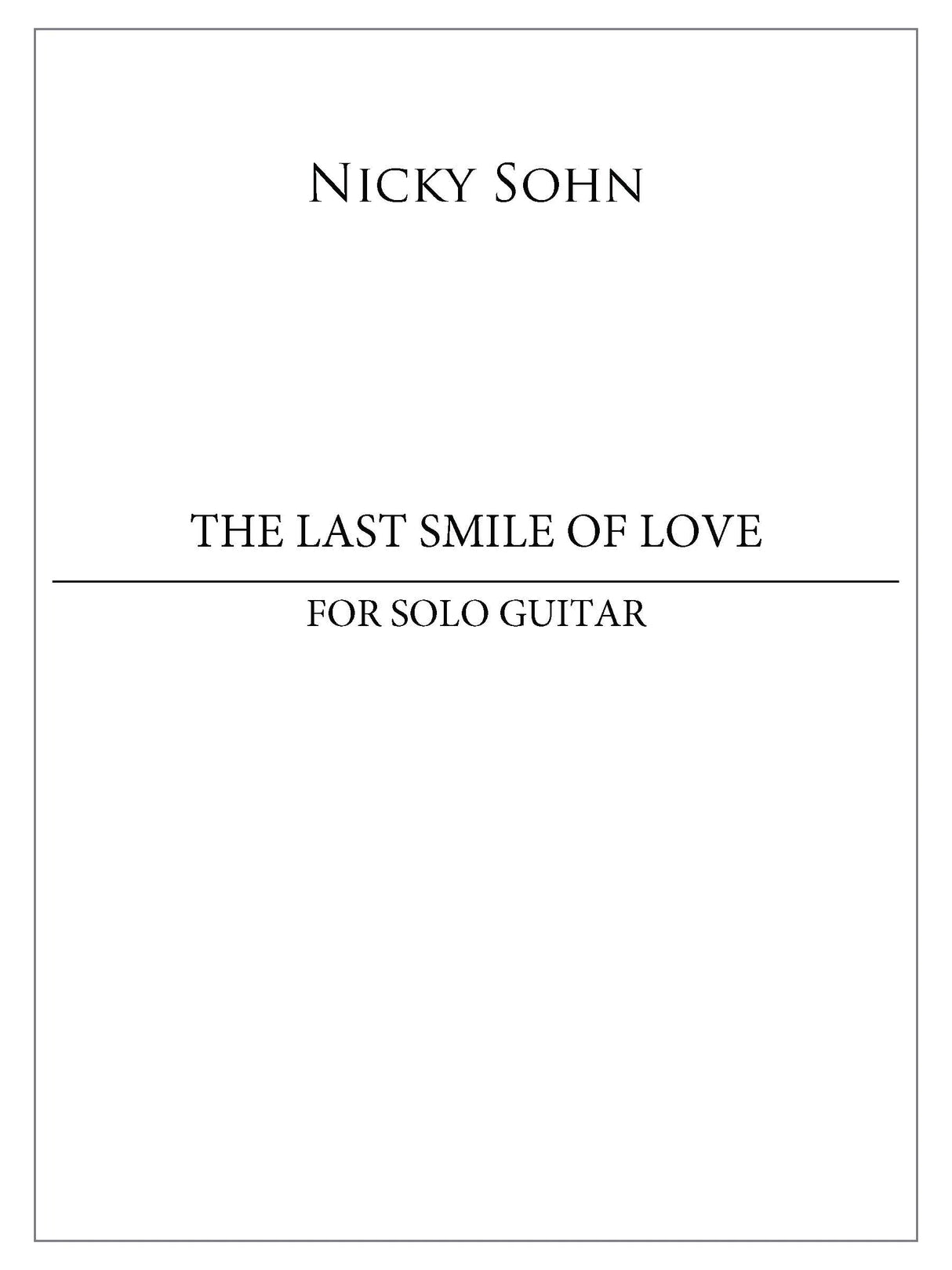 Sohn: The Last Smile of Love