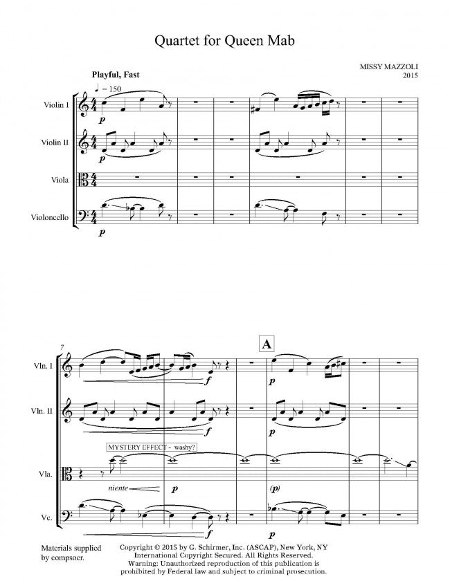 Mazzoli: Quartet for Queen Mab