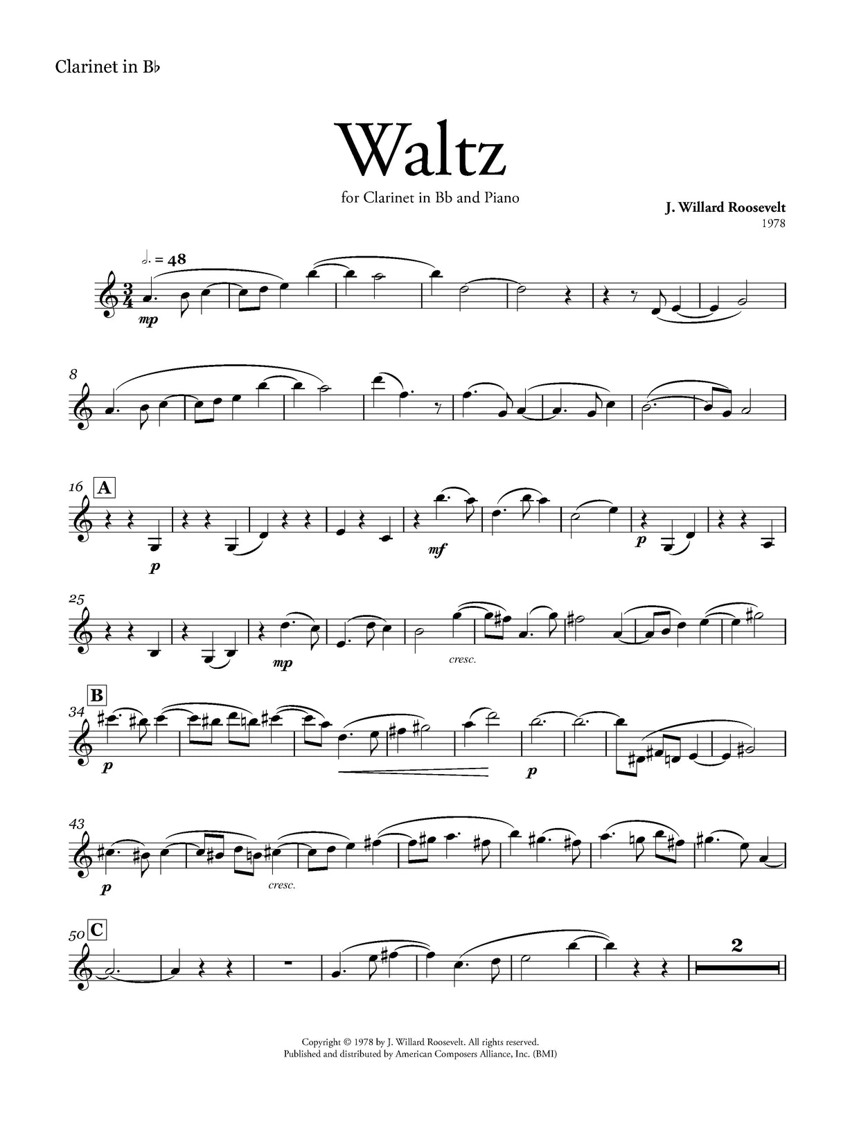 Roosevelt: Waltz (Version for Clarinet & Piano)