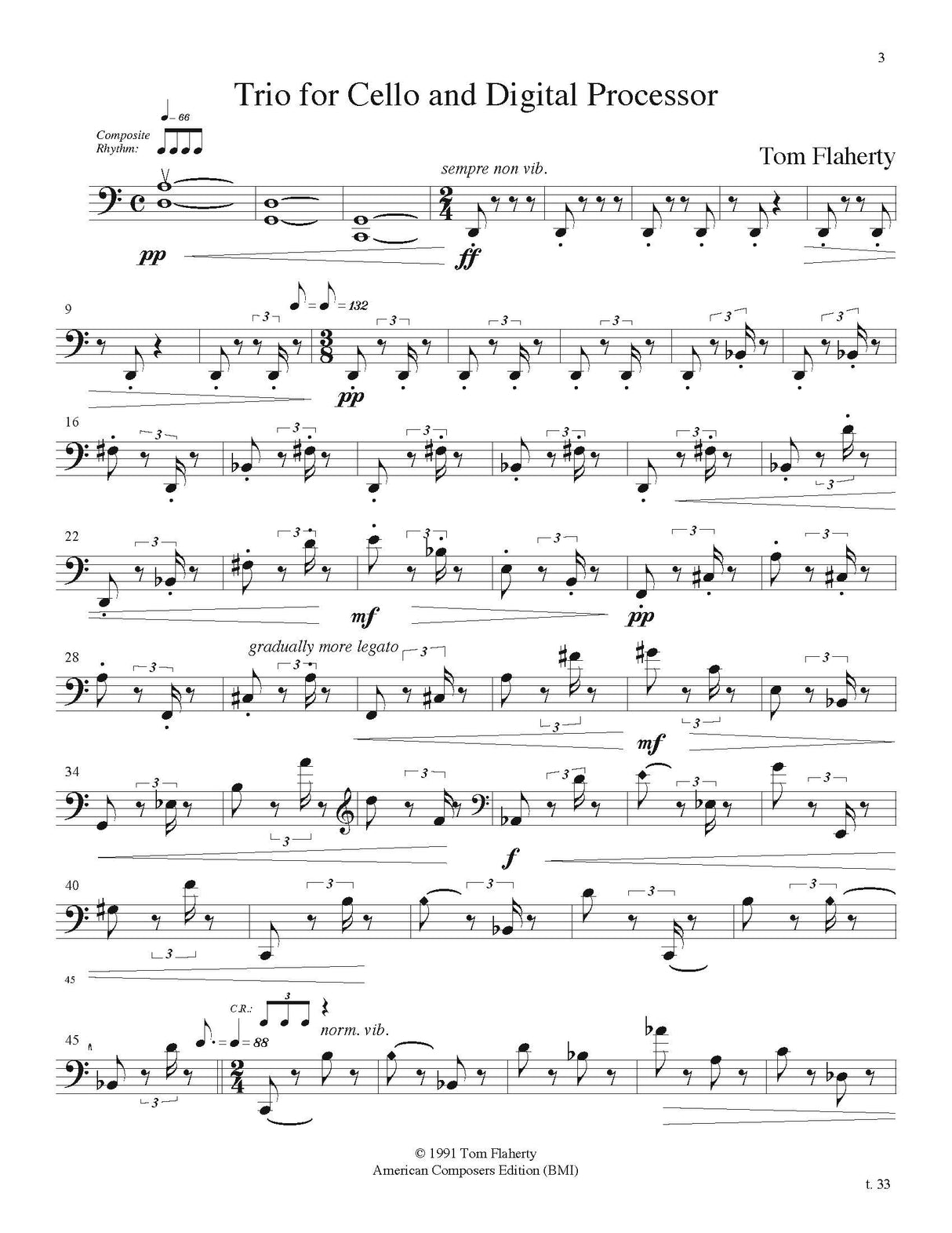 Flaherty: Trio for Cello & Live Processor