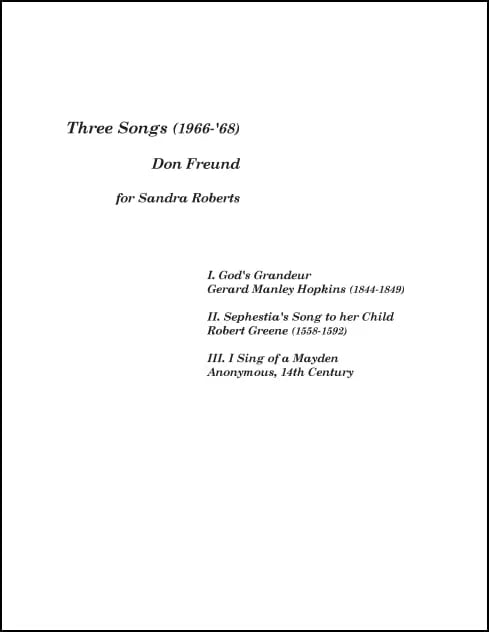 Freund: Three Songs for Mezzo-Soprano and Chamber Orchestra