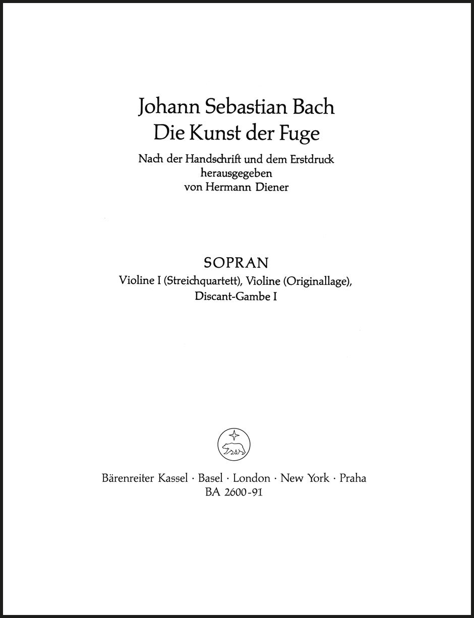 Bach: The Art of Fugue, BWV 1080 - string quartet version