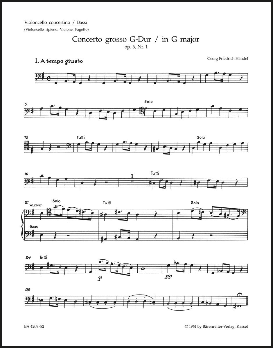 Handel: Concerto grosso in G Major, HWV 319, Op. 6, No. 1