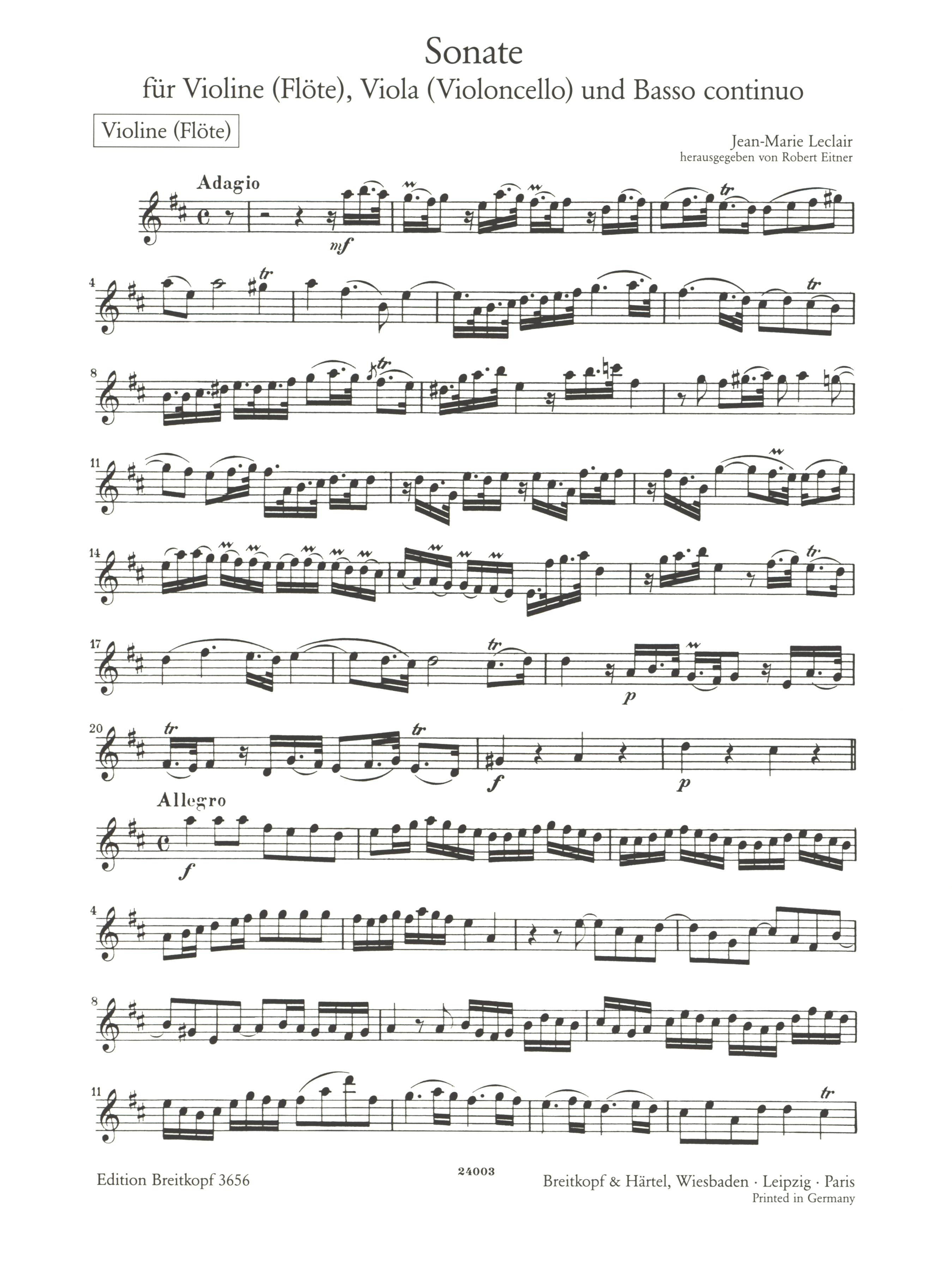 Leclair: Sonata in D Major – Ficks Music