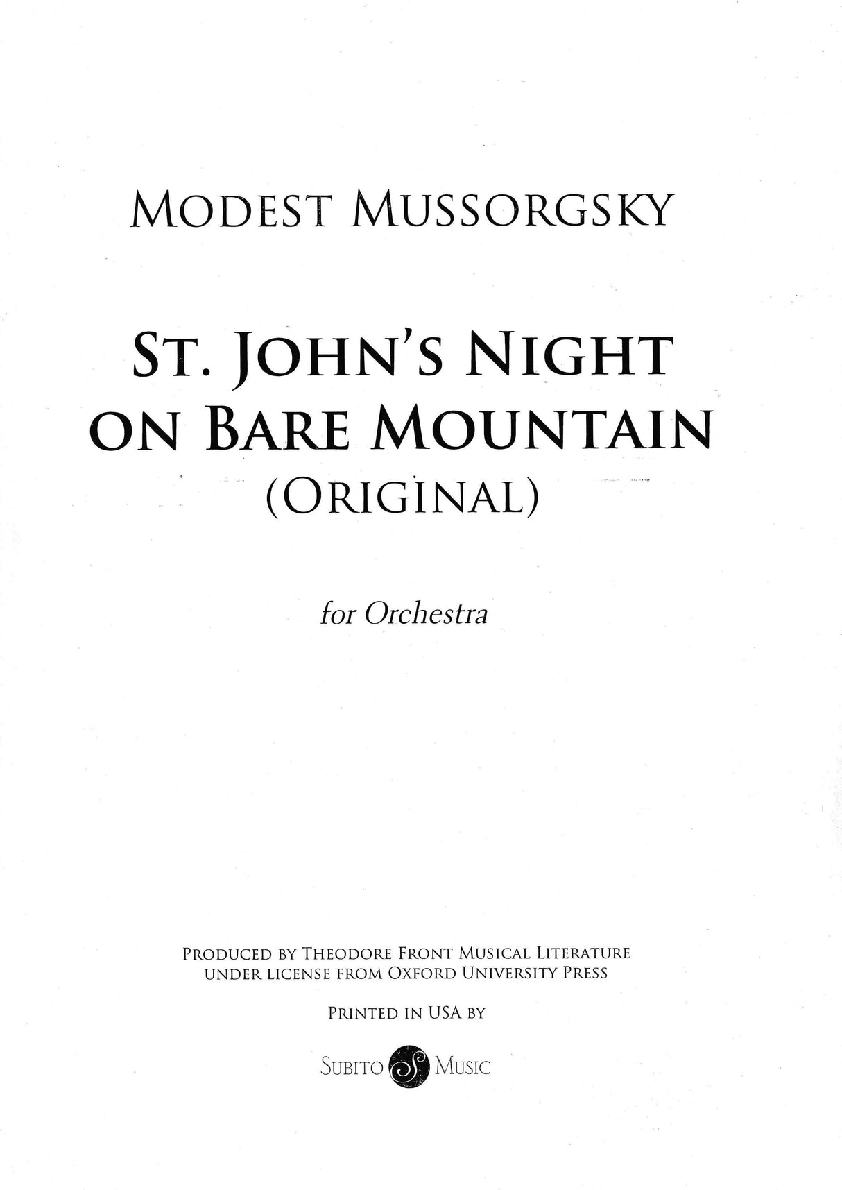 Mussorgsky: St. John's Night on Bare Mountain