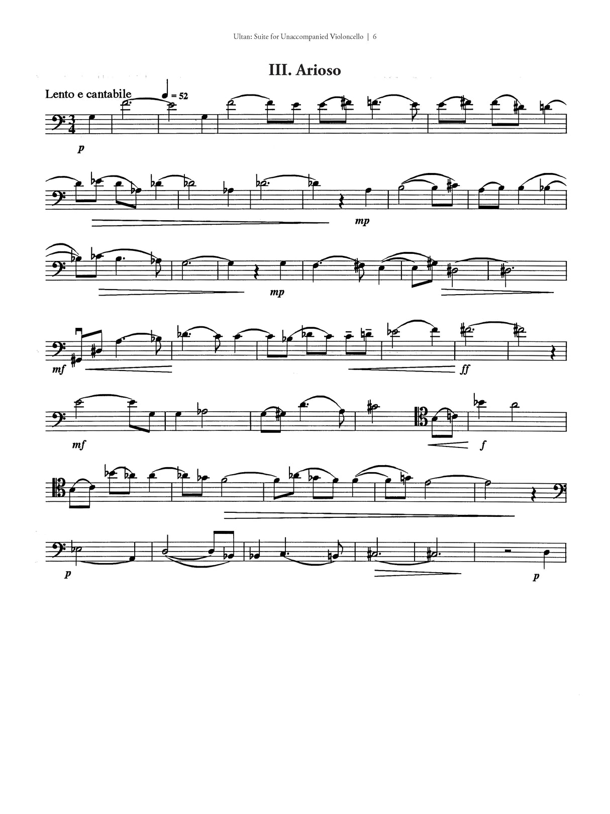 Ultan: Suite for Unaccompanied Cello